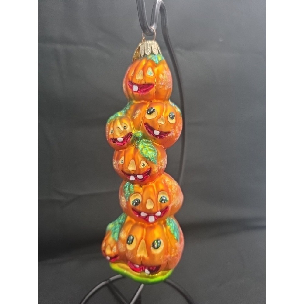 Christopher Radko 2000 Stack O Lanterns Pumpkin Halloween Glass Ornament 6"